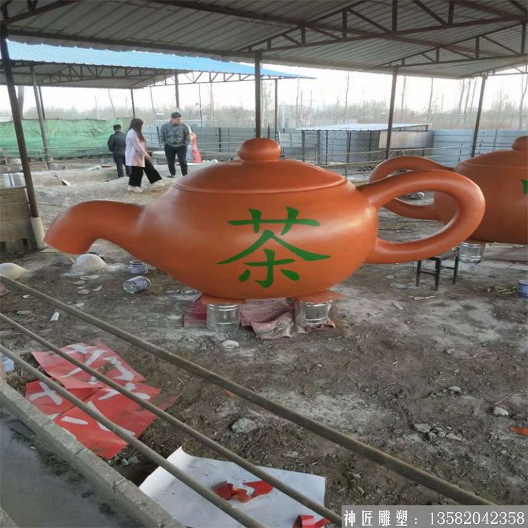 玻璃鋼天壺雕塑，茶壺雕塑，流水懸空天壺雕塑1