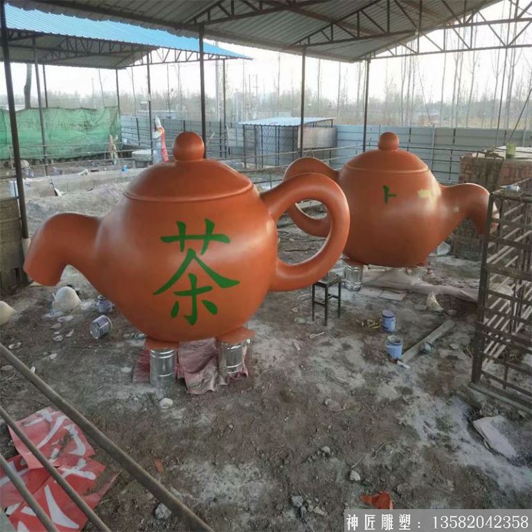 玻璃鋼天壺雕塑，茶壺雕塑，流水懸空天壺雕塑2